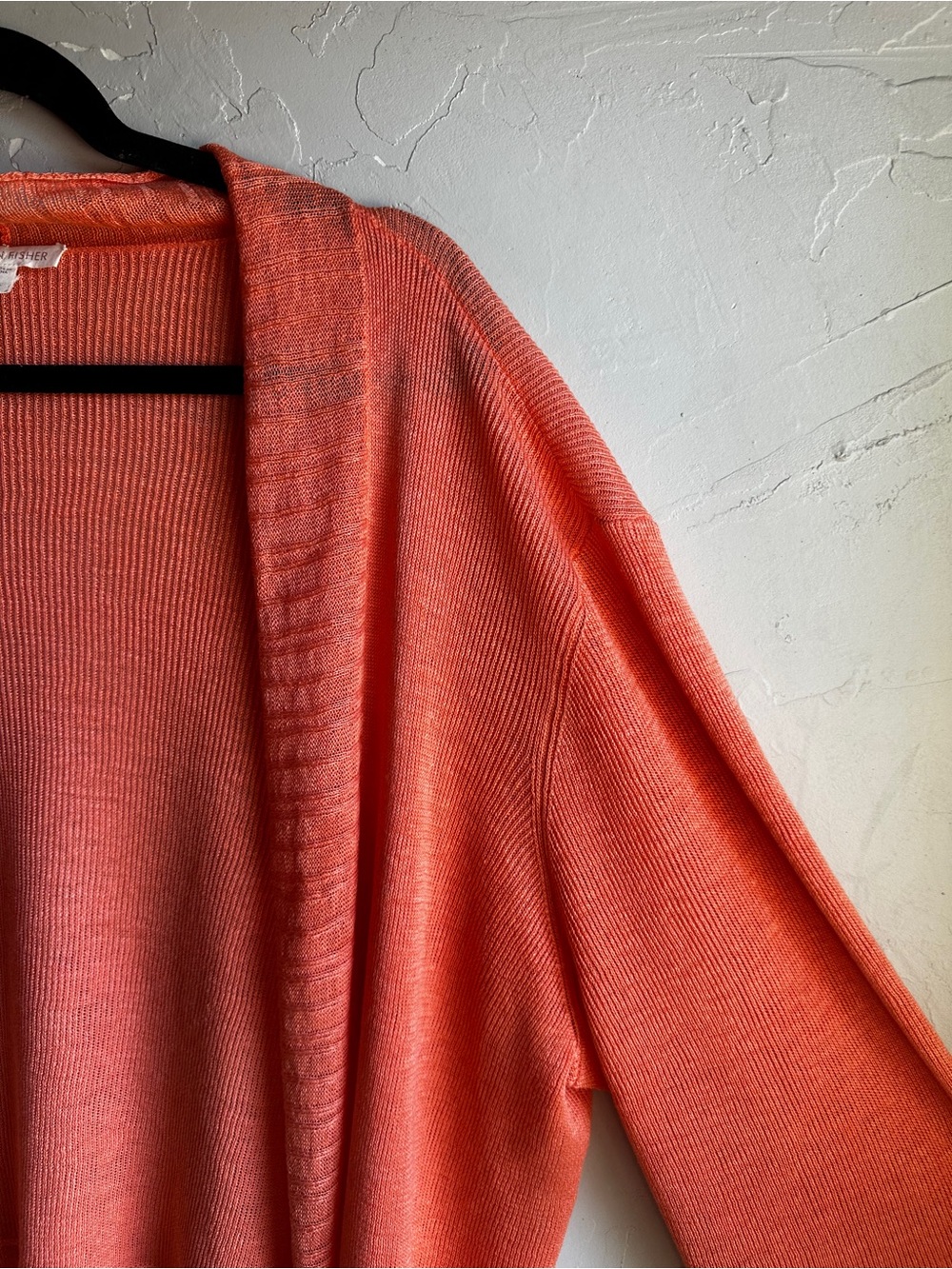 Eileen Fisher linen loose knit cardigan & tank set in coral, L and XL - Picture 12 of 16